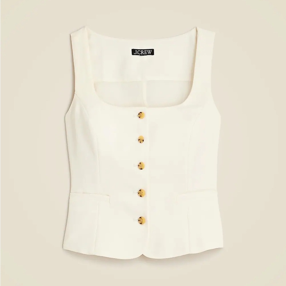 J Crew Ivory white scoop neck vest in crepe, size 4, NWOT